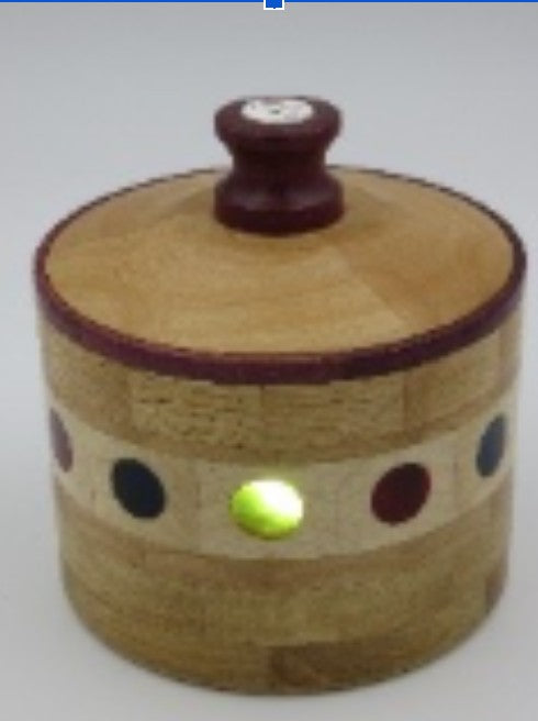 Woodturner Bowl - diameter, segmented ring box of oak, maple, cherry, purpleheart & colored epoxy