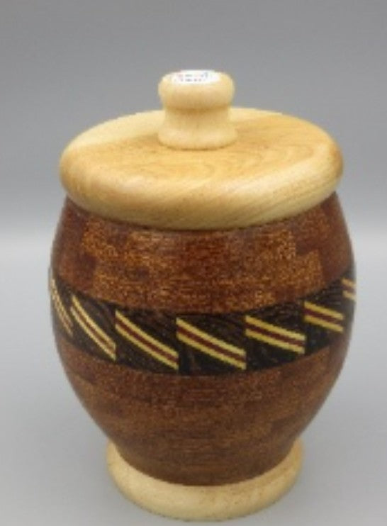 Woodturner Bowl - diameter, segmented ring box with sapele, yellow heart, maple & wenge