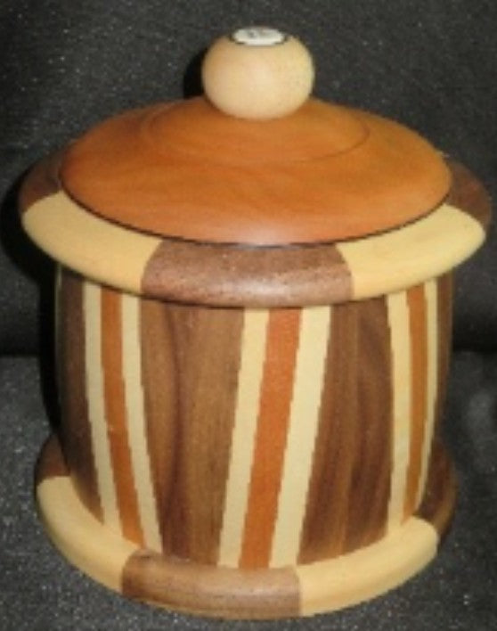 Woodturner Bowl - segmented stave box of maple, walnut, cherry,