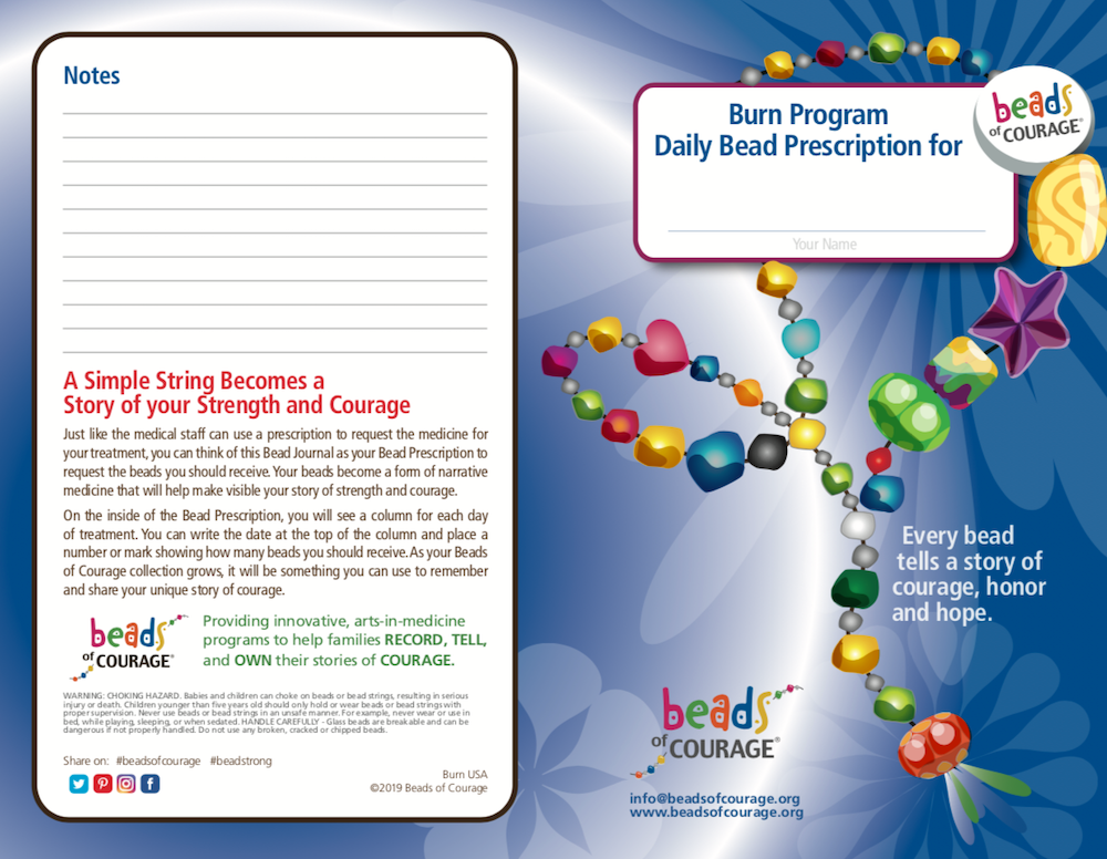 Beads of Courage, Beads at Home, Burn Bead Prescription Journal (English) 