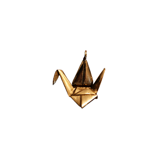 Gold Origami Crane Bead