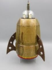 Woodturner Bowl - Rocketship, “To  Infinity and Beyond”, Glow in the dark aliens in nose cone