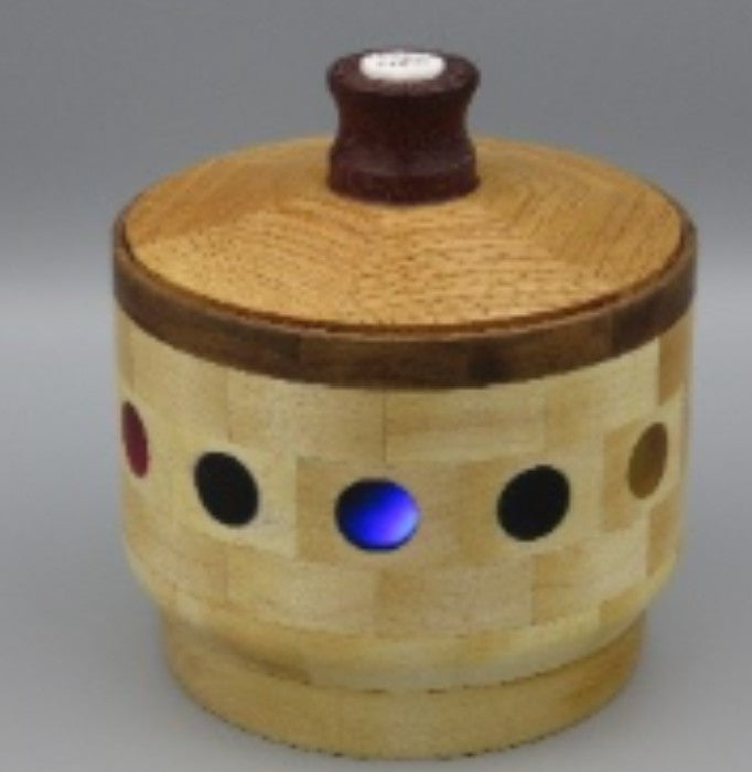 Woodturner Bowl - segmented ring box of maple, walnut, sapele & colored epoxy