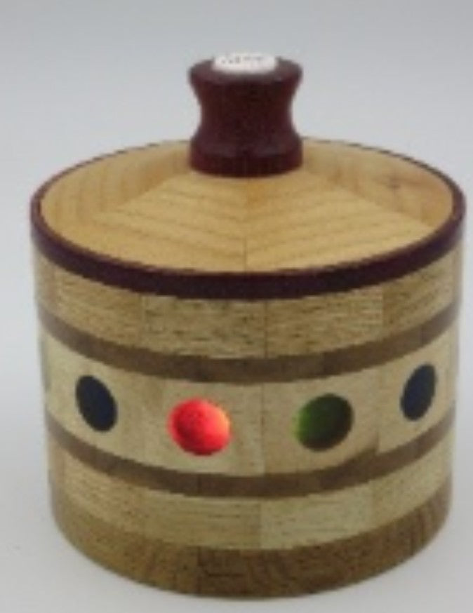 Woodturner Bowl - segmented ring box of oak, maple, walnut, purpleheart & colored epoxy