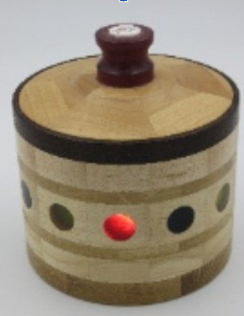 Woodturner Bowl - segmented ring box of maple, walnut, sapele & colored epoxy