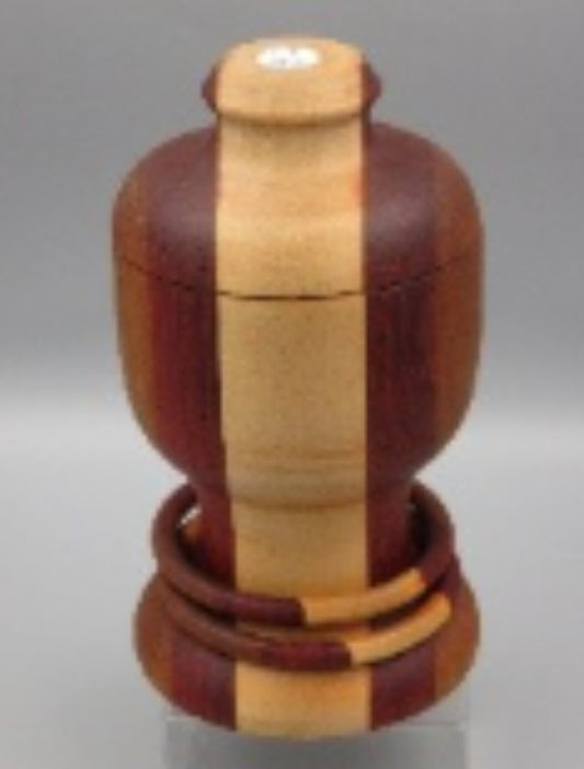 Woodturner Bowl - laminated maple, padauk & walnut with captive rings