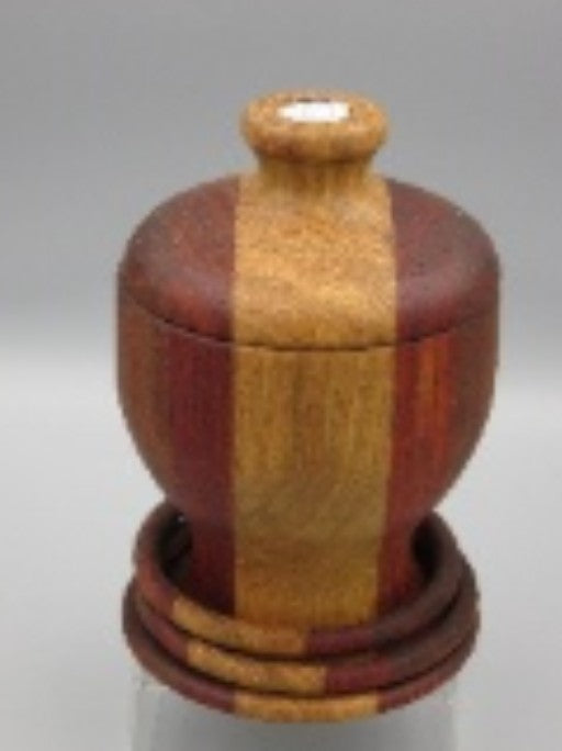 Woodturner Bowl - laminated oak, padauk & mahogany with captive rings
