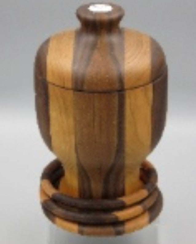 Woodturner Bowl - laminated walnut & cherry with captive rings