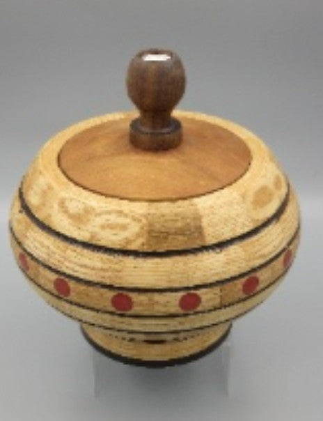 Woodturner Bowl - segmented ring box of oak, cherry, walnut & colored epoxy